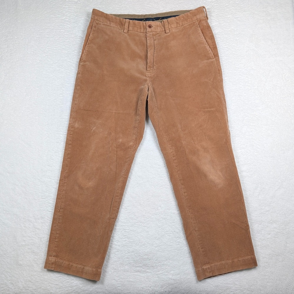 Vintage Polo Ralph Lauren Corduroy Preston Pants Mens 35x30 Tan Straight Y2K